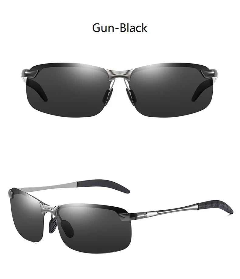 Lunettes de soleil polarisées classiques en métal pour hommes, mode, conduite, pêche, demi-monture, rétro, marque de luxe, lunettes de créateur, UV400