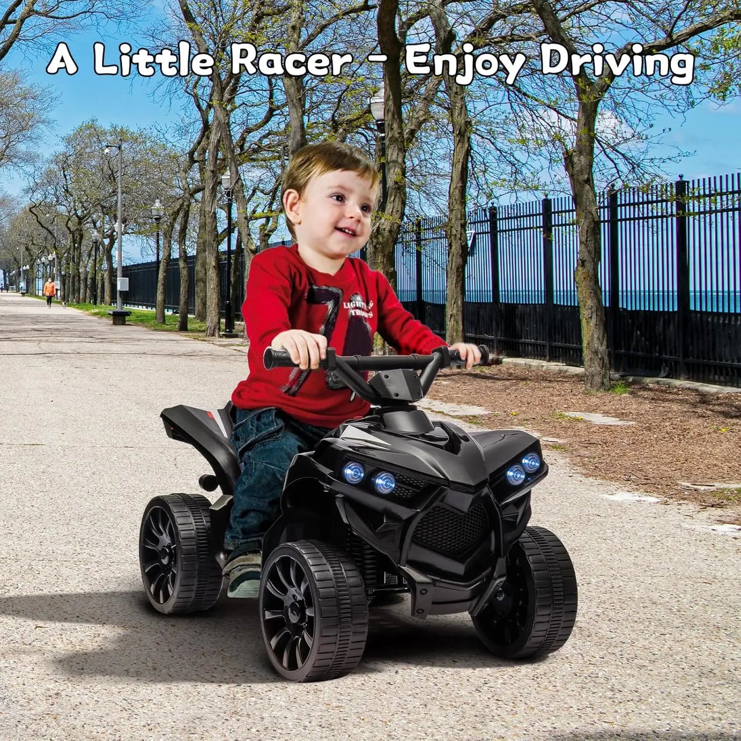 6V Ride-On Toy, Kids 4-Wheeler ATV with Max 1.8 MPH, Wear-Resistant Wheels, Music, and Foot Pedal, Electric Quad Car for Kids