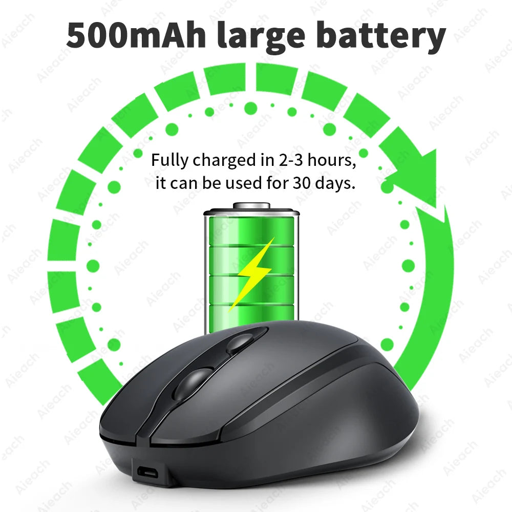 Souris Bluetooth sans fil Portable compacte ergonomique 2.4G USB silencieuse 1600DPI 500mAh Rechargeable pour PC tablette ordinateur Portable MacBook