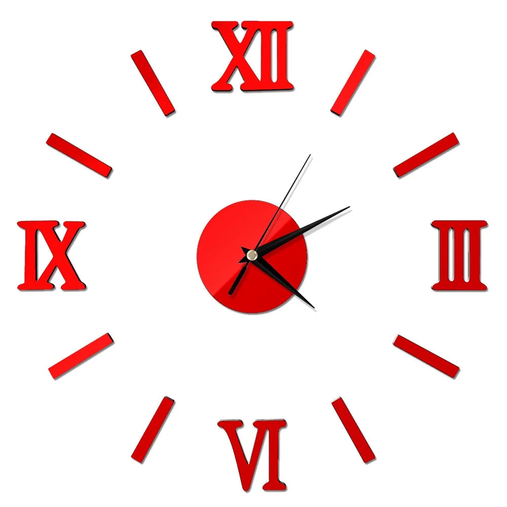 Creative Frameless Wall Clock, Silent Wall Sticker for Home, Acrylic Mirror Sticker, Wall Decor for Living Room and Office, DIY