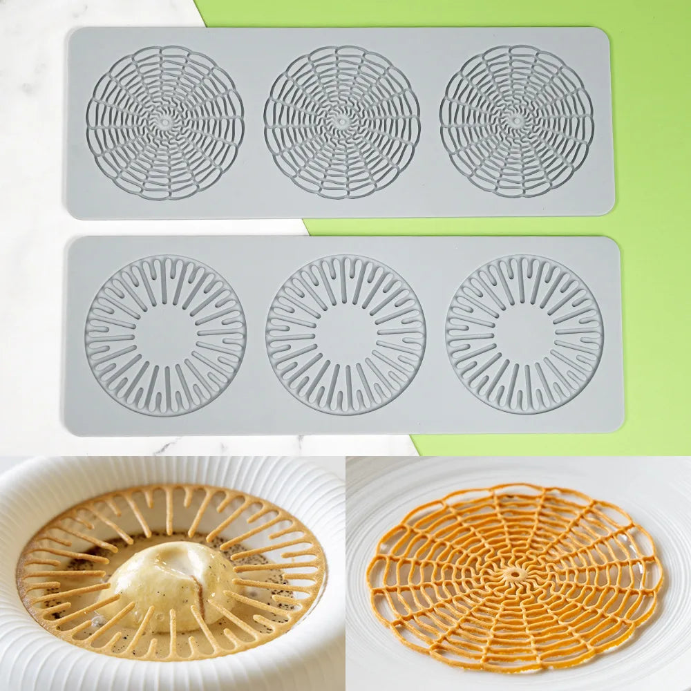 Anneau circulaire en forme de feuille, tampon en dentelle à retournement du sucre, Branches d'arbre, légumes, décoration alimentaire occidentale, Cuisine moléculaire, moule de cuisson en Silicone