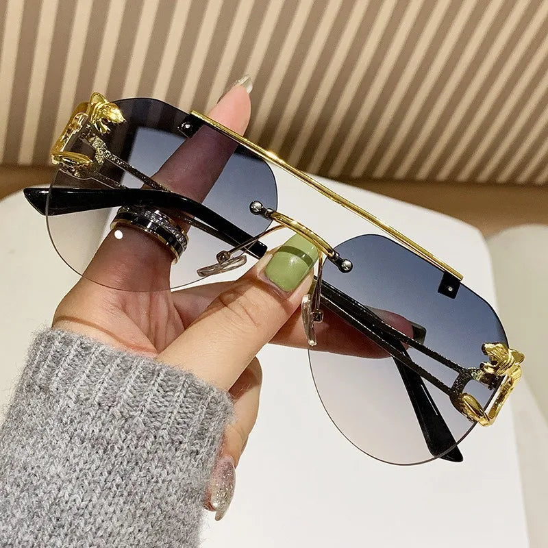 Lunettes de soleil sans monture pour femmes — vintage, UV400, hommes, nuances soleil