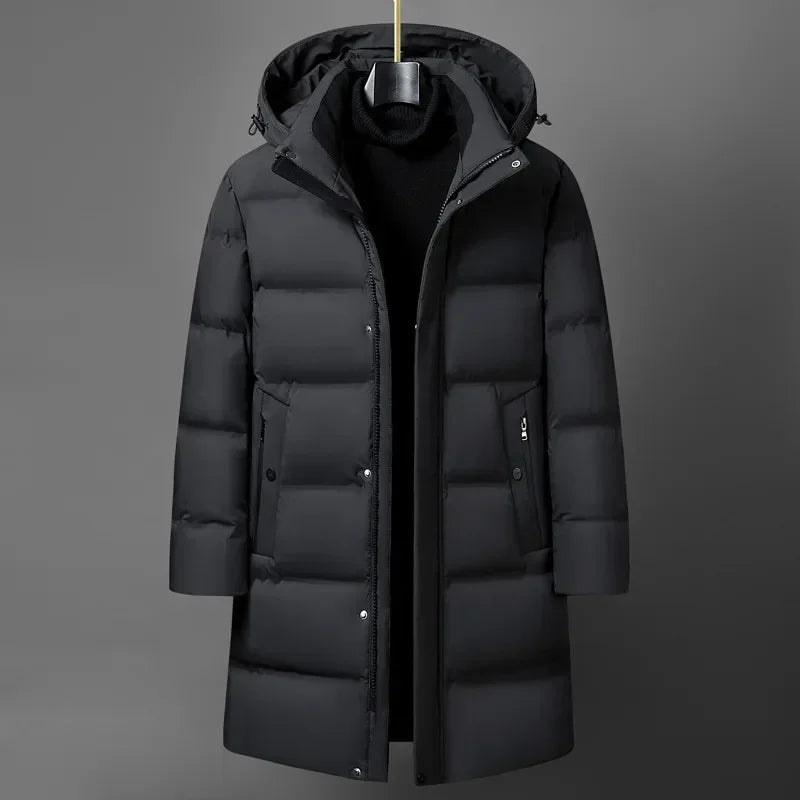 Doudoune homme hiver — col à capuche, blanc, canard, chaud, épais, longue, taille M-4XL