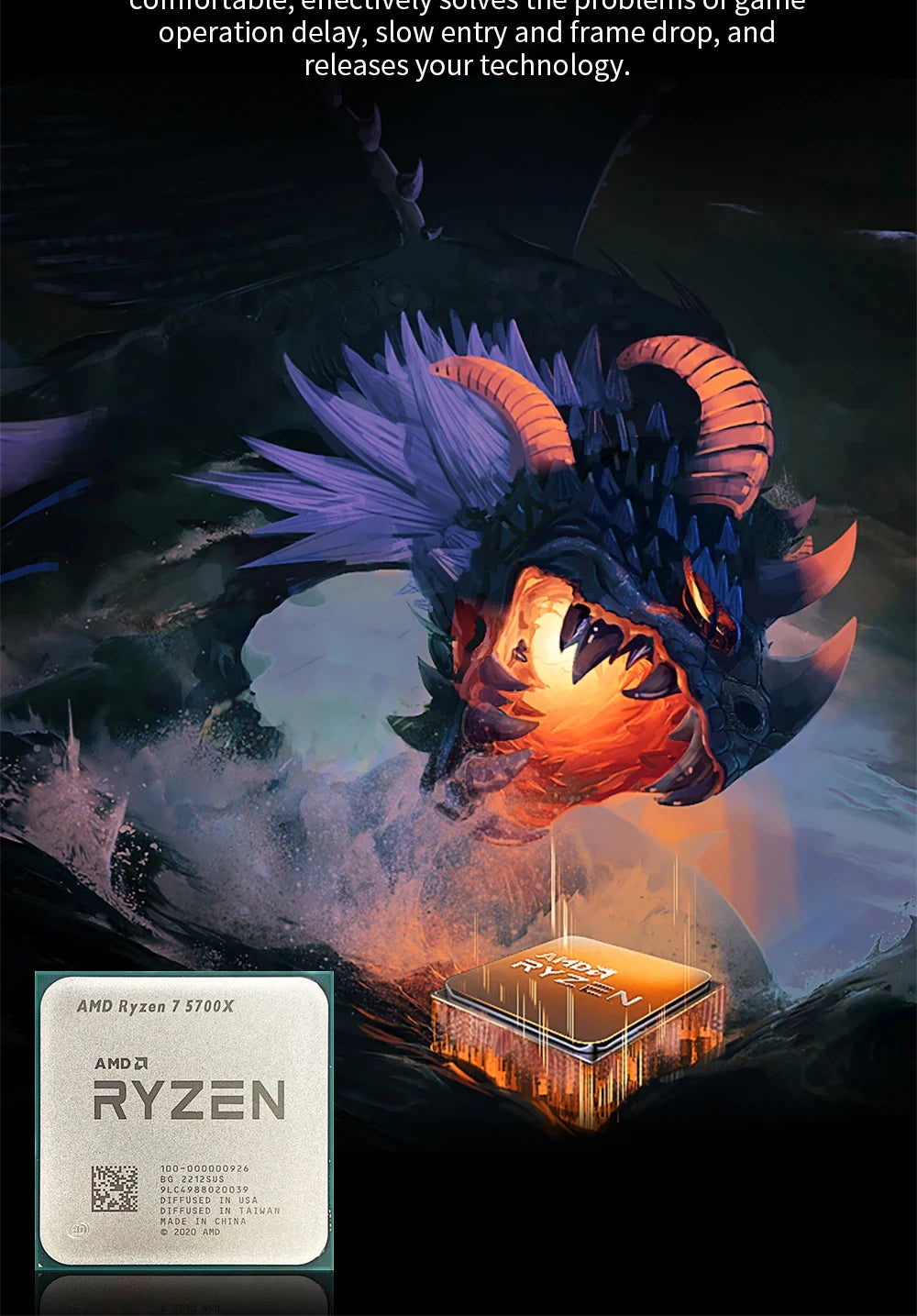 Nouveau processeur de jeu AMD Ryzen 7 5700X 8 cœurs 16 threads AM4 Applicable à B550 3.4GHz 65W 7NM L3 = 32M R7 5700X DDR4 sans ventilateur