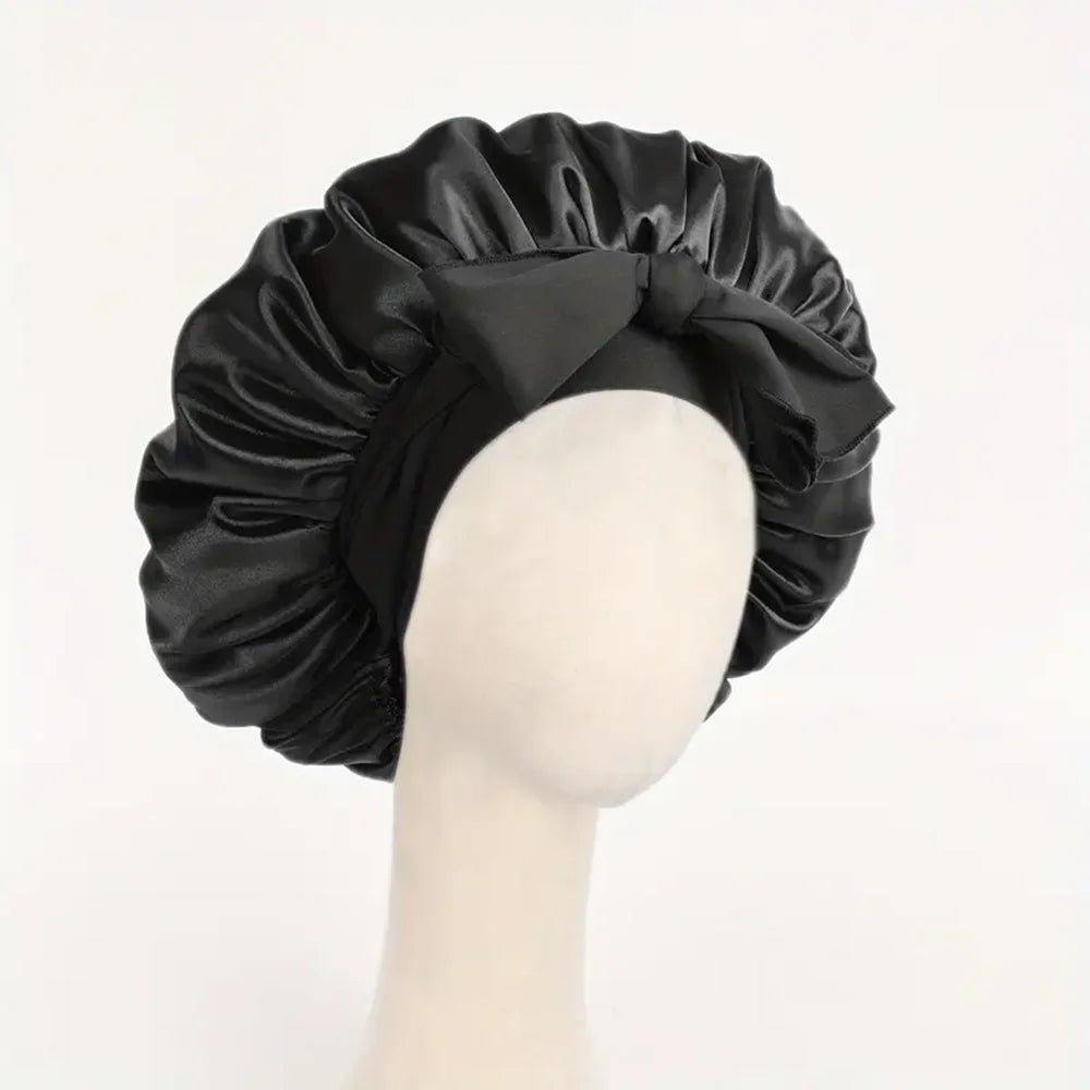 Bonnet réglable en satin pour hommes et femmes — dormir, cheveux, bande lourde
