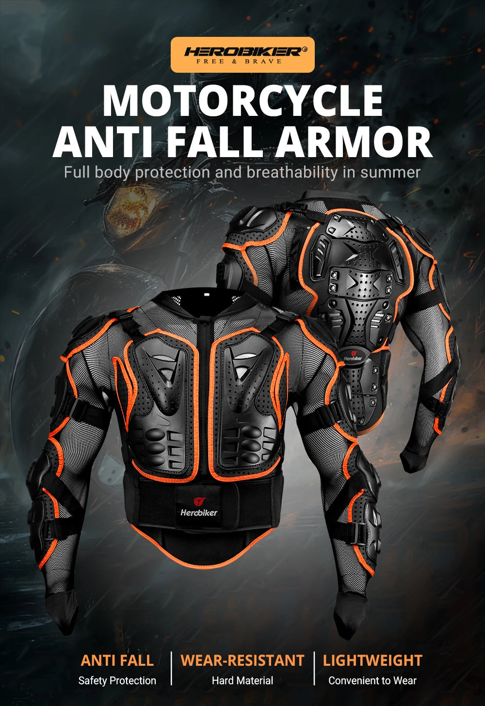 Vestes moto armure complète pour hommes — protection Motocross, équipement, vêtements S-4XL