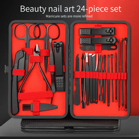 Set de herramientas de belleza para manicura y pedicura, cortauñas, cortauñas, cuchillo para limpiar oídos, T