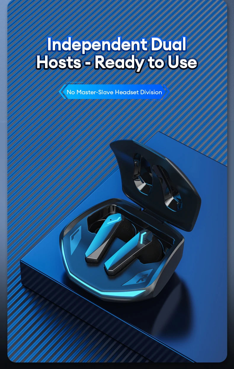 Écouteurs Bluetooth 5.3 sans fil — faible latence, double mode musique/jeu, sport, micro intégré