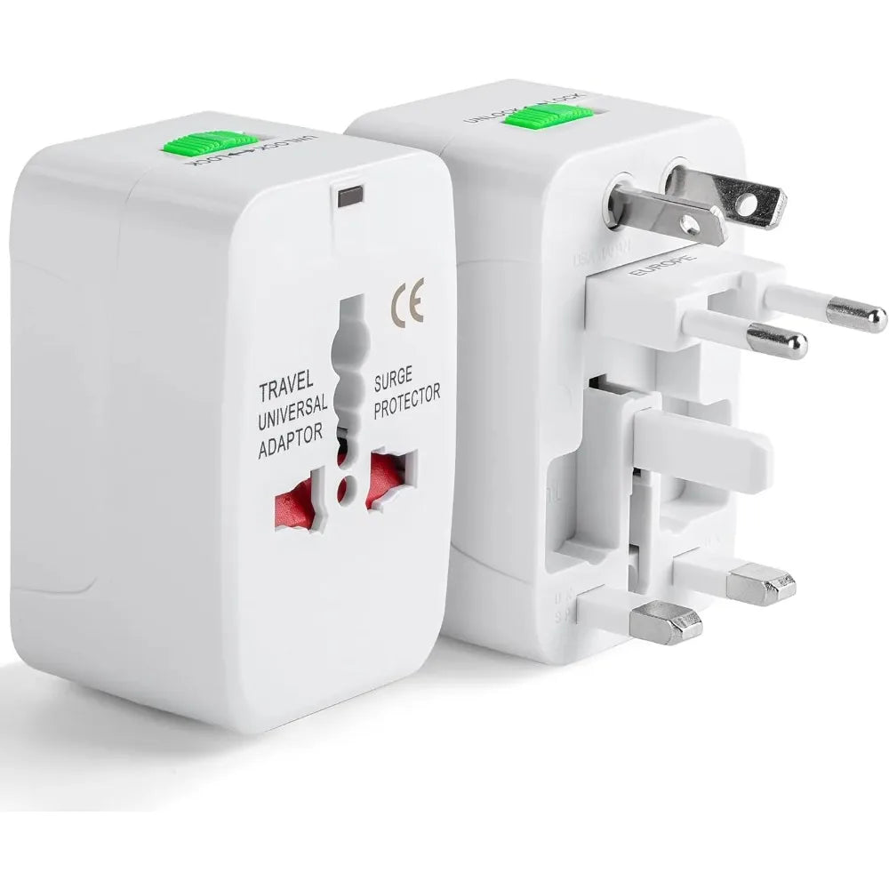 Universal Travel Adapter, Compact International Power Adapter for US, EU, UK, AU, and India Outlets