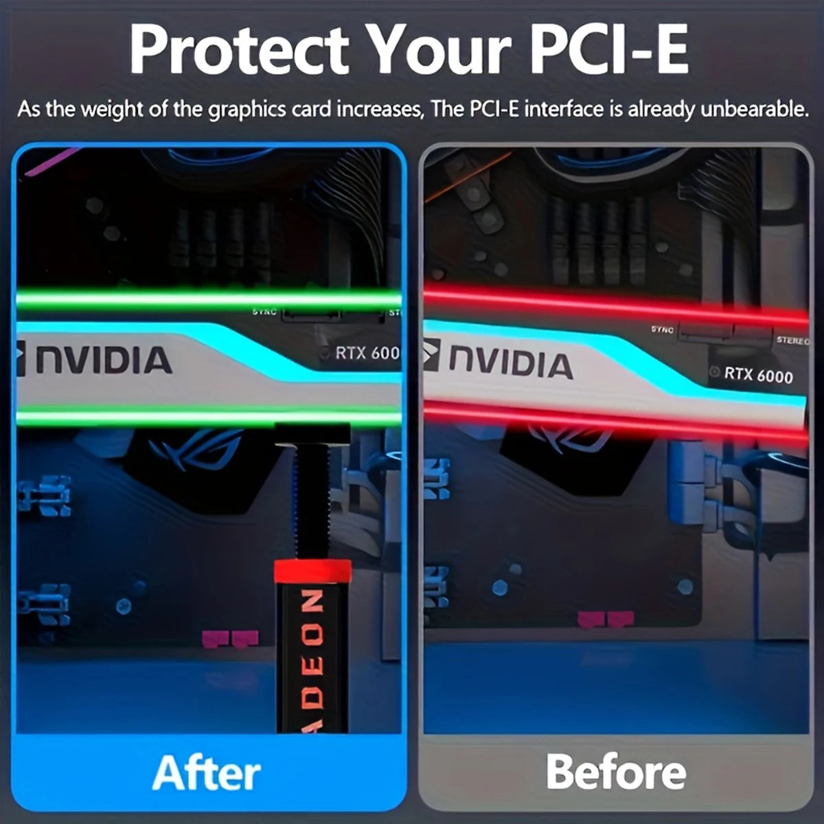 Support de carte graphique réglable anti-affaissement pour ordinateur de bureau, 1/2 pièces, pour cartes graphiques NVIDIA et RADEON
