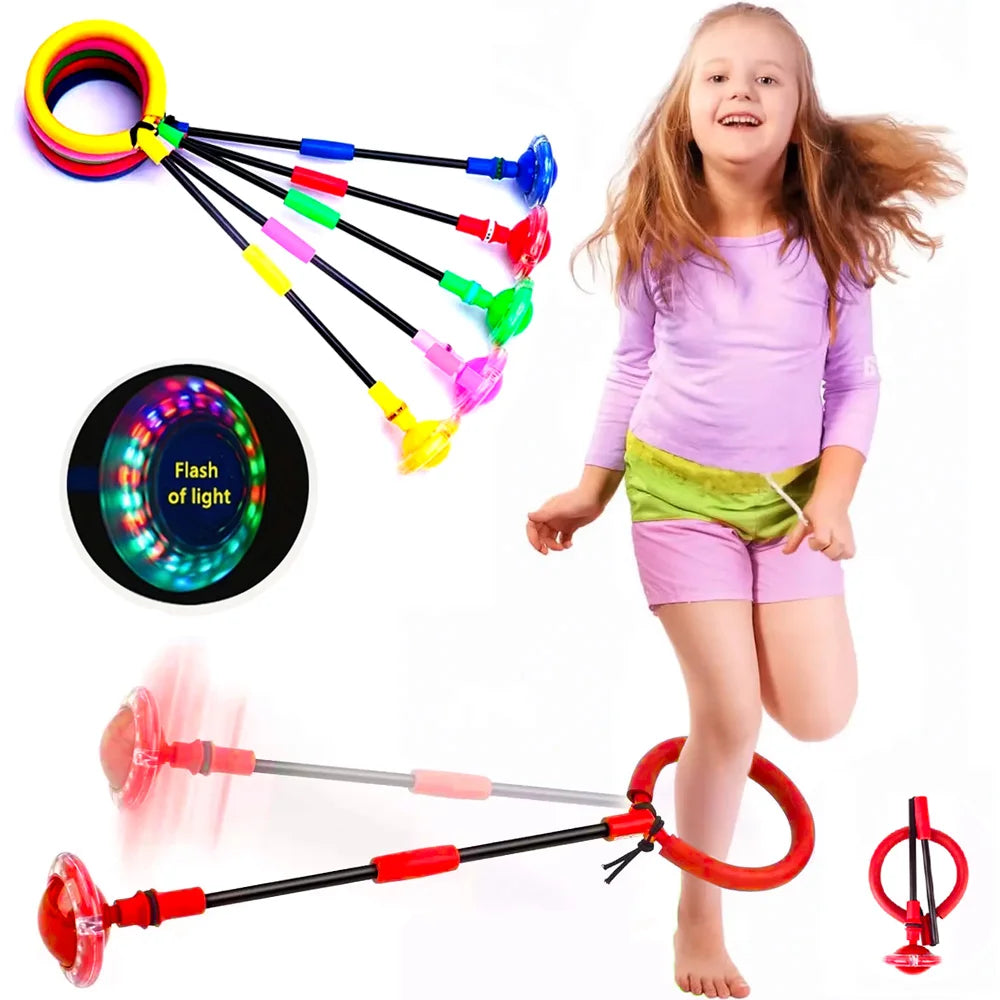 Balle Rebond Flash Auto-Lumineuse — Anneau Saut Rotatif Fitness Enfants Adultes