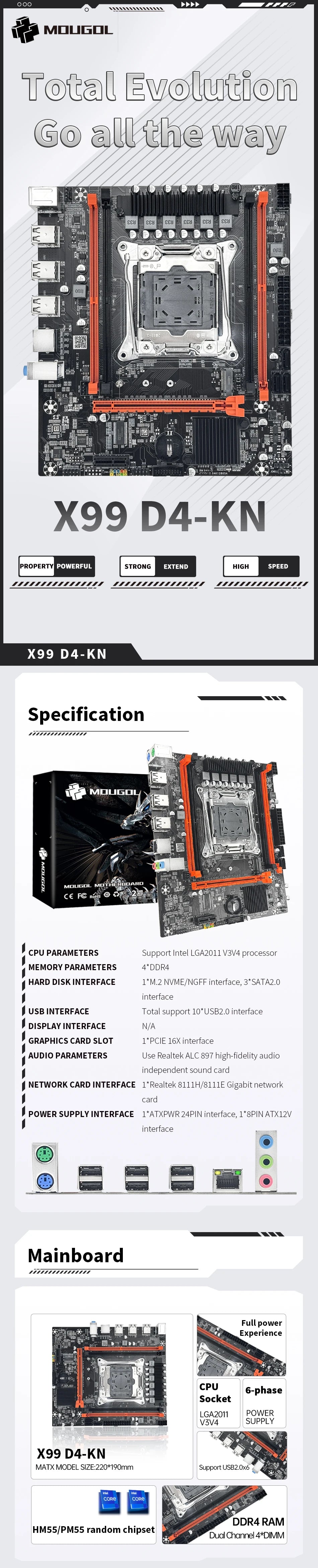 Kit de carte mère de jeu MOUGOL X99 avec processeur Intel Xeon E5 2680 V4 et DDR4 8Gx2 2133 MHz, double canal ECC RAM M.2 NVME pour PC de bureau