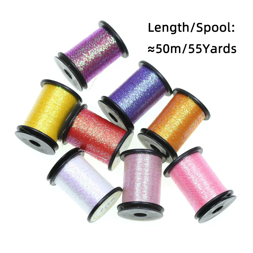 2/4 pièces 50M Fil métallique scintillant Glint Nymph Tinsel pour la confection de mouches (Buzzer Nymphs, mouches sèches/humides) et leurres de pêche à la truite