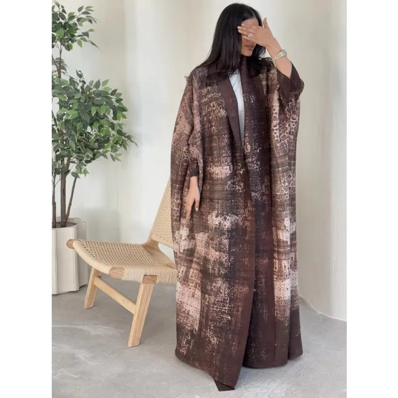 KAF femmes mode Abaya Vintage imprimé Cardigan conception ample grande taille élégante femme luxe Robe printemps automne modèle