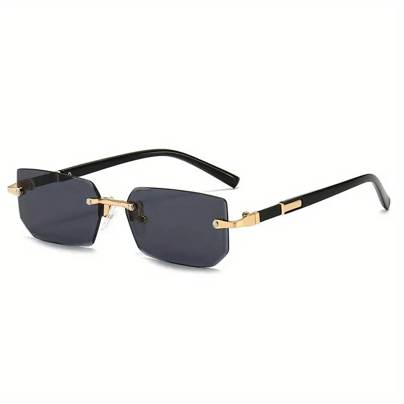 Rimless Rectangular Sunglasses for Men and Women, Popular Shades, Small Square Sunglasses, Summer Travel Fashion