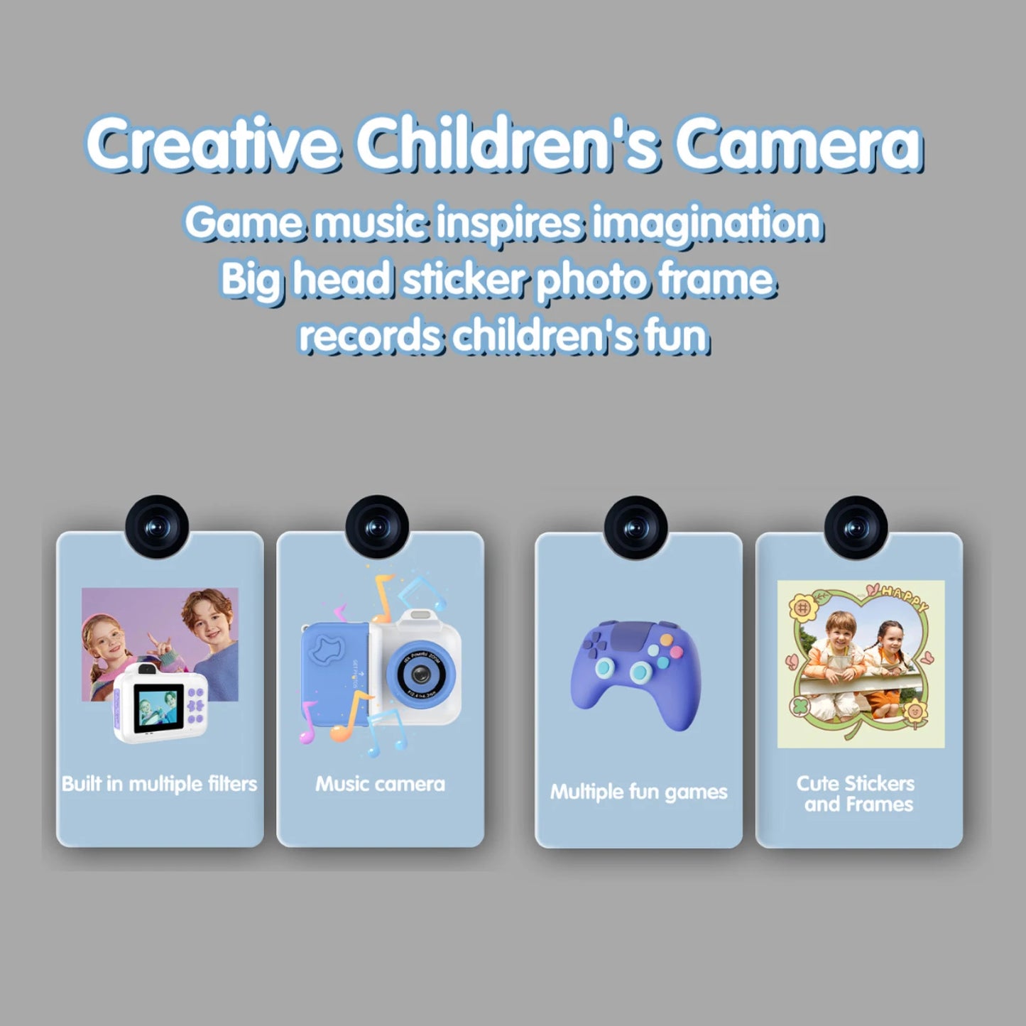 Children's Instant Print Digital Camera, Kids Document Pens, Thermal Printing Paper, Christmas Gift Toys for Boys and Girls, 32G