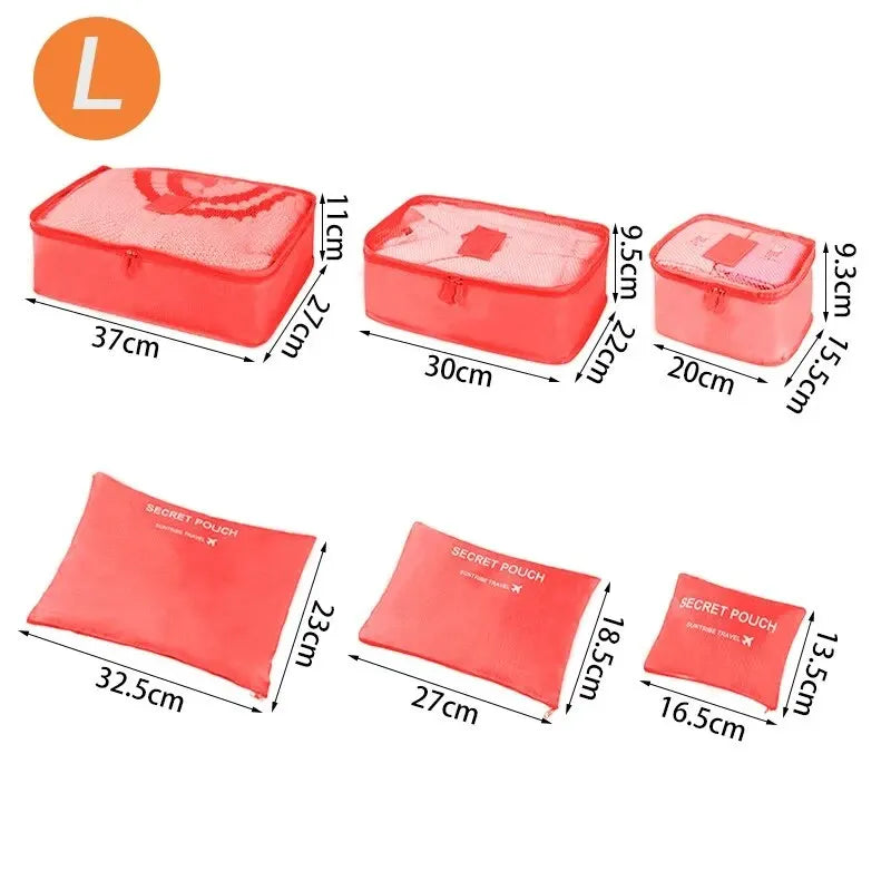 Organisateur de Voyage 6 Pièces — Valise Portable Vêtements, Chaussures & Maquillage