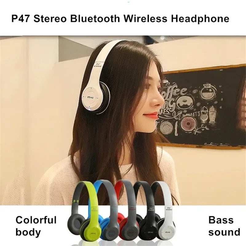 Écouteurs sans fil Bluetooth 5.0 pliables — micro, adaptateur USB, jeu, smartphones