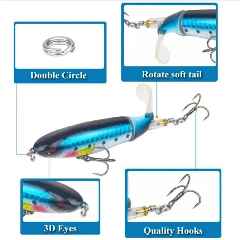 Ensemble de leurres de pêche Popper Topwater, Wobblers rotatifs artificiels, matériel de queue, appâts durs, accessoires de pêche, 5 pièces, 10 pièces