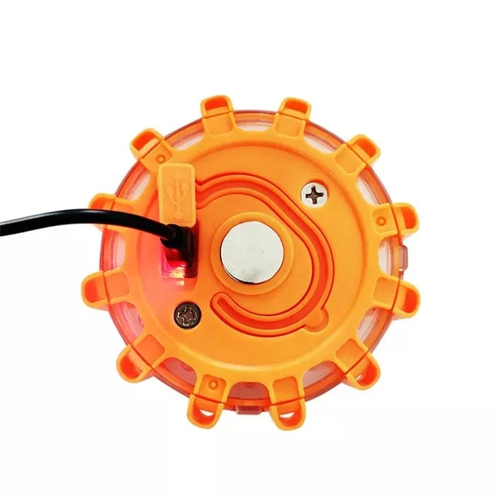 Paquet de 3 évasés de route LED clignotant voyant d'avertissement d'urgence USB Rechargeable aide Flash disque de sécurité en bord de route Base clignotante magnétique