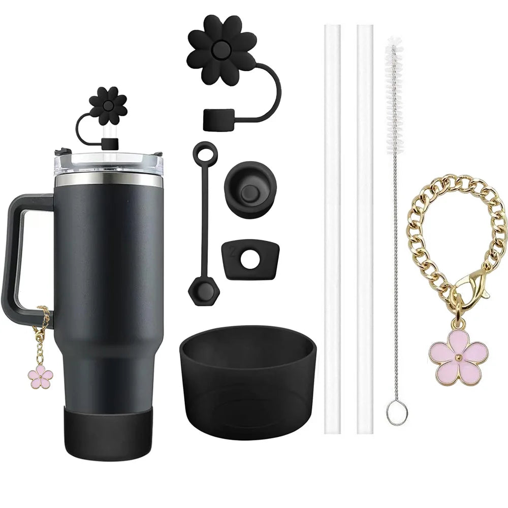 Kit Accessoires 9 Pièces pour Tasse Stanley — Bouchons, Brosses & Charme Floral