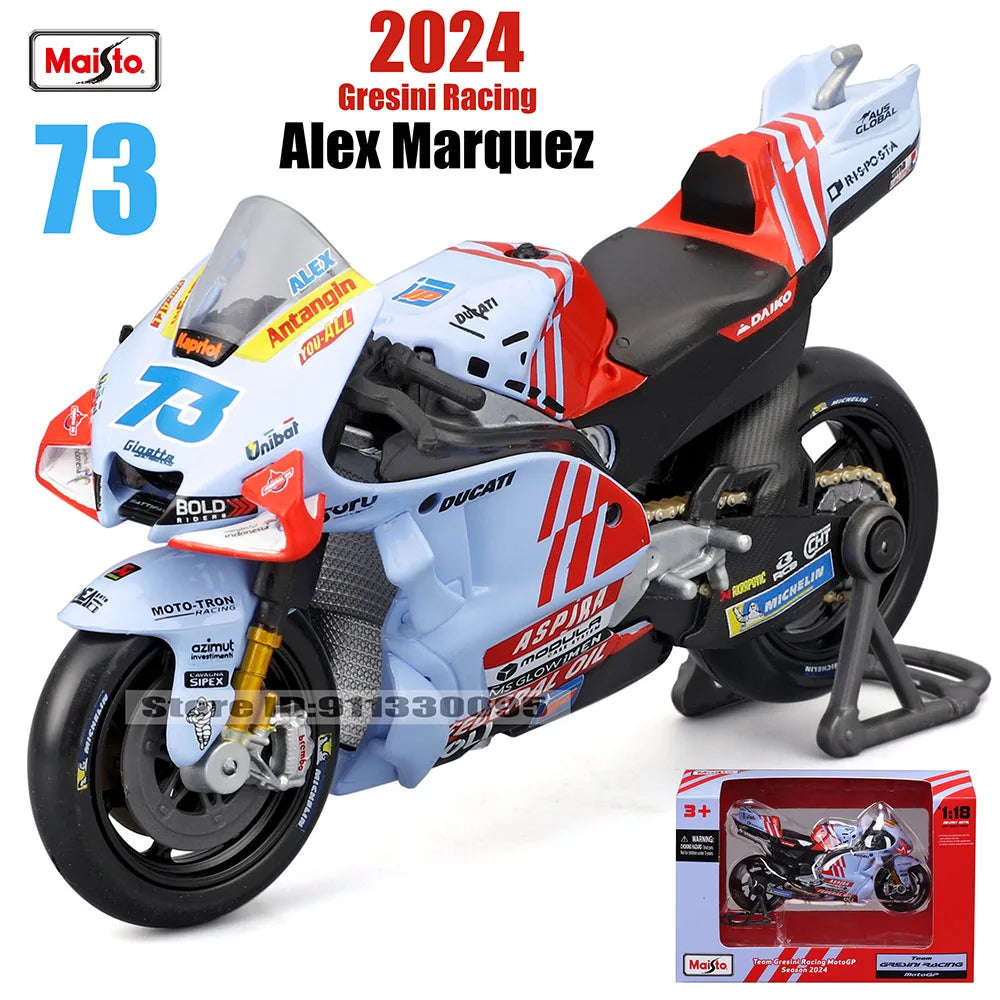 Maisto 1:18 2024 Equipo Ducati Lenovo # 1 Bagnaia Piloto Campeón Moto GP Carrera Aleación Fundida Modelo de Motocicleta Colección Regalo Juguete
