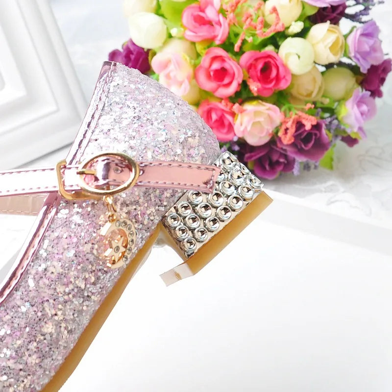 Children's Floral Beach Princess Shoes Girls Sequin Wedding Party Shoes Infantil Kids Shoes