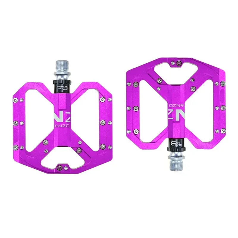 Pedales de ciclismo de montaña ENZO ultraligeras de plataforma, pedales de bicicleta de montaña CNC de aleación de aluminio sellados de 3 rodamientos antideslizantes, piezas de bicicleta
