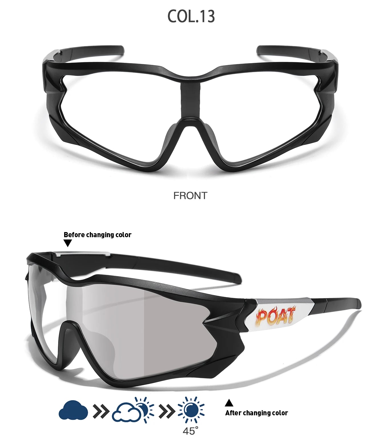 POAT tout nouveau Style lunettes de soleil photochromiques sport hommes femmes vtt vélo lunettes de vélo cyclisme pêche lunettes de course