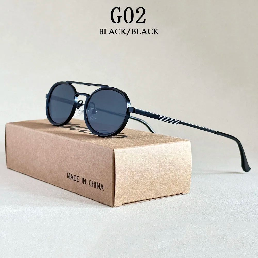 Lunettes de soleil ovales pour hommes et femmes — mode, vintage, Steampunk, 2025