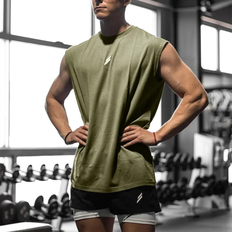 Men's Sleeveless T-shirt, Quick Dry, Fitness, Bodybuilding, Fashion, Basketball Vest, Breathable Mesh, Men's Summer Gym Tank Top