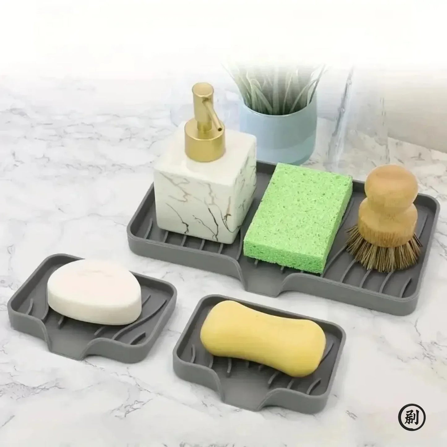 Plateau d’Évier en Silicone avec Vidange — Support Éponge & Savon Cuisine