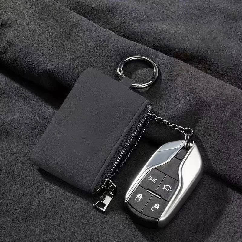 Housse Universelle Clé de Voiture en Cuir — Fermeture Éclair, Antichoc, Anti-Rayures, Crochet