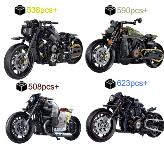 Ensembles de blocs de construction de moto 1:8, course rétro, moto de course, briques techniques, bricolage, décorations de table, jouets pour enfants et adultes