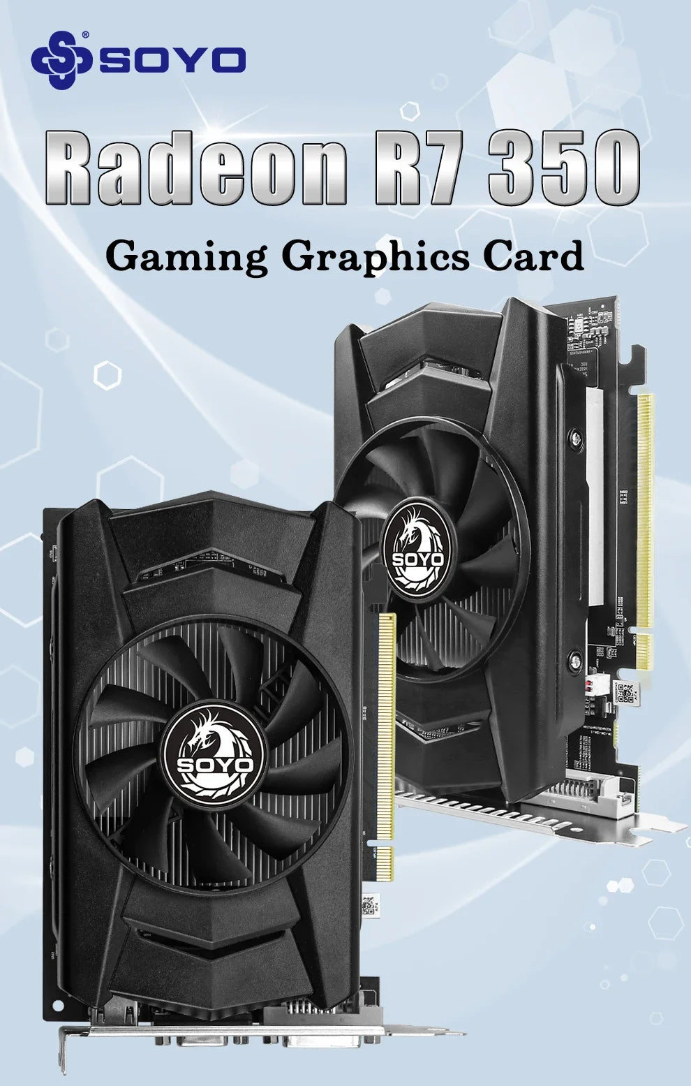 SOYO – carte graphique AMD Radeon R7 350, 4 go, mémoire DDR5, 128 bits, compatible HDMI, VGA, DVI, pour composants d'ordinateur de bureau