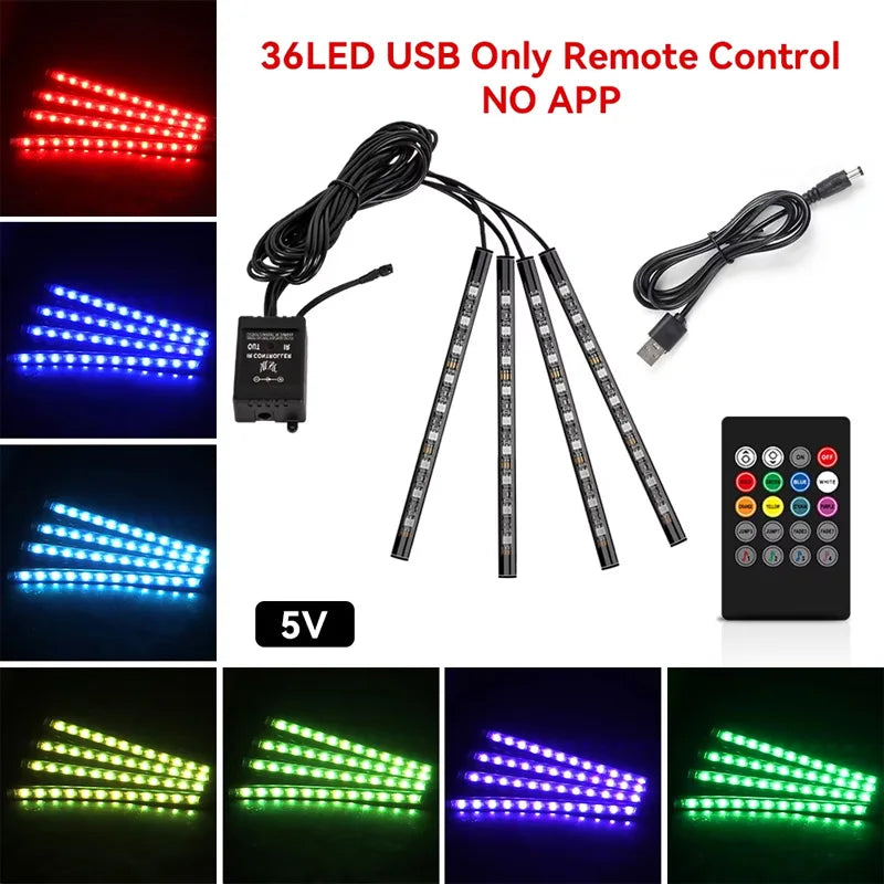 Car Interior LED Strip Light, 5V USB Backlight Kit, Decorative Car Ambient Neon Lamp, Vehicle Accessories, New