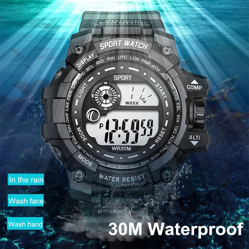 Montres numériques à LED pour hommes, mode Shoous, sport, étanche, date, armée, militaire, horloge, nouveau