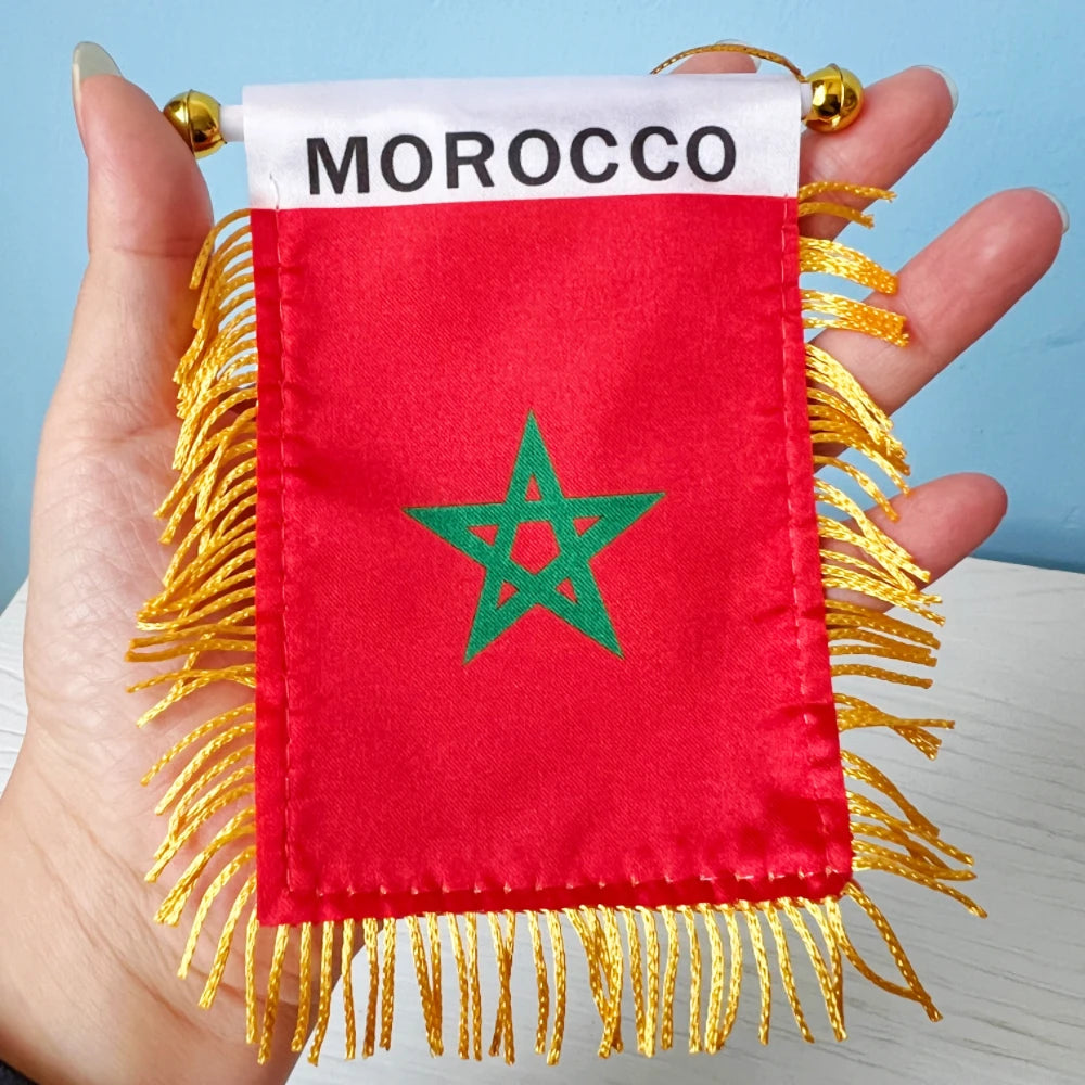 10x14 cm Car Window Decoration Polyester Algeria/Morocco Pennant Hanging Moroccan Mini Pennant Flags