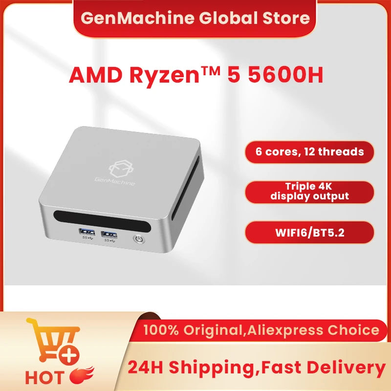 AMD Ren5000 5300U 5475U 5600H 5625U Windows 11 Ryzen DDR4 3200Mhz Wifi6 HDMI Mini PC bricolage ordinateur de jeu GenMachine Mini PC