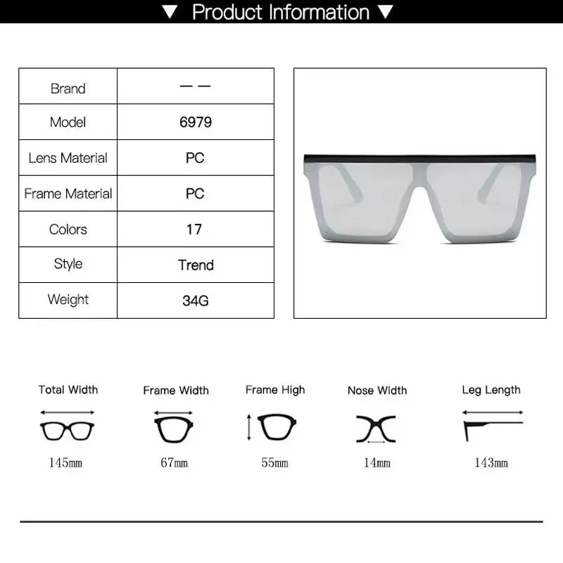 Nouvelles lunettes de soleil une pièce à grande monture, lunettes de soleil à monture carrée à la mode européenne et américaine pour femmes, lunettes colorées