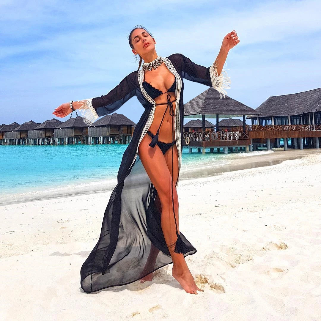 Blue Eyes Bikini Cover-Up, Tuniques de plage, Long Kaftan, Robe de plage, Sarong, Maillots de bain