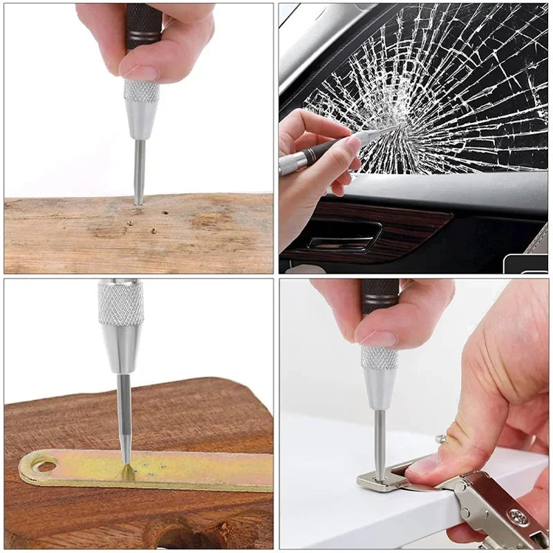 Punzonadora central automática, marcador de orificios, madera, metal, acero, carga por resorte, localizador de taladro, punzón resistente, carpintería, herramienta manual automática