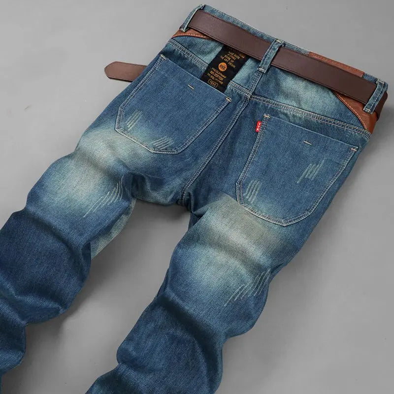 Jean Décontracté Ample Homme Vintage — Droit Trou Tout-Match Automne Hiver