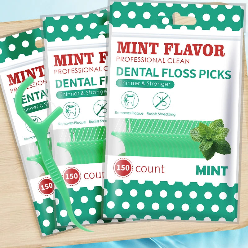 Mint Dental Floss Stick - Disposable Portable Home Dental Floss Stick - Oral Care - Deep Cleaning - Interdental Cleaning