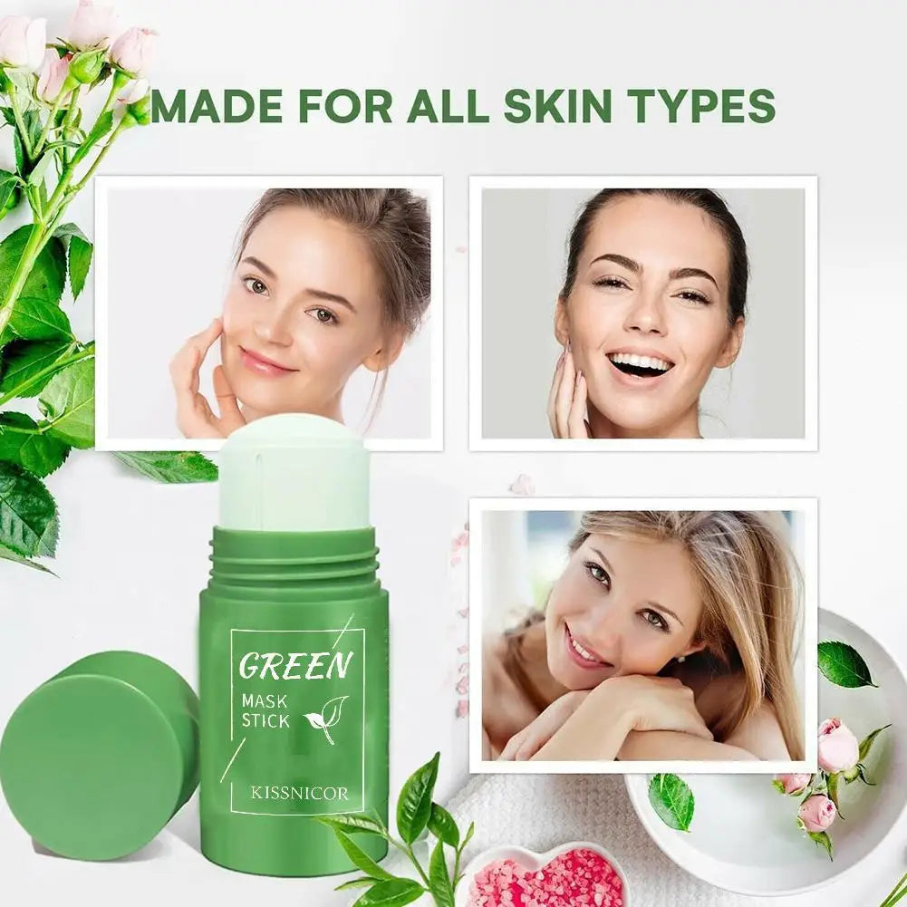 Masque de nettoyage du visage, bâton de nettoyage au thé vert, rétrécit les Pores, dissolvant de points noirs en profondeur, masque hydratant, soins pour la peau