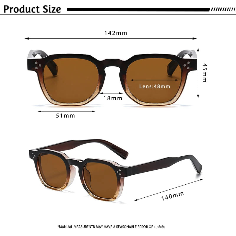 Lunettes de soleil carrées rétro style punk — hommes et femmes, voyage, fête, protection UV400, été