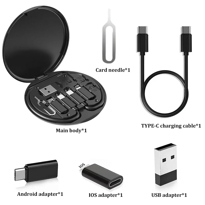 Kit de cable adaptador de carga multi USB Tipo C a C de 60W, juego de conversión de iluminación USB A y Tipo C a Micro, Tipo C, iluminación