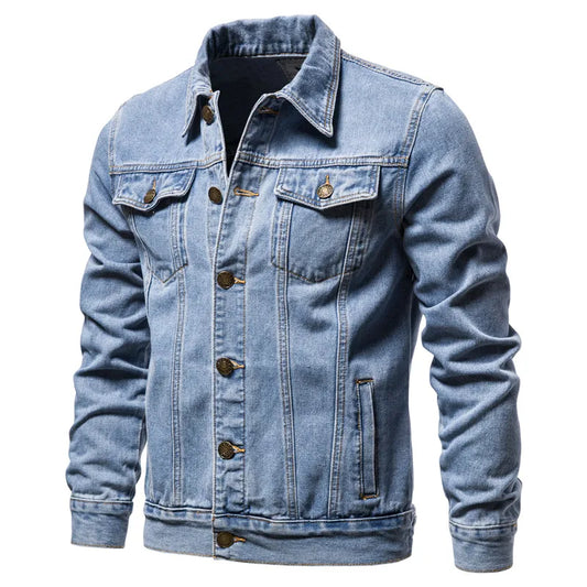 2025 Autumn Men Solid Denim Jackets Fashion Motorcycle Vintage Jean Jackets Men Slim Fit Casual Cotton Black Blue Coats