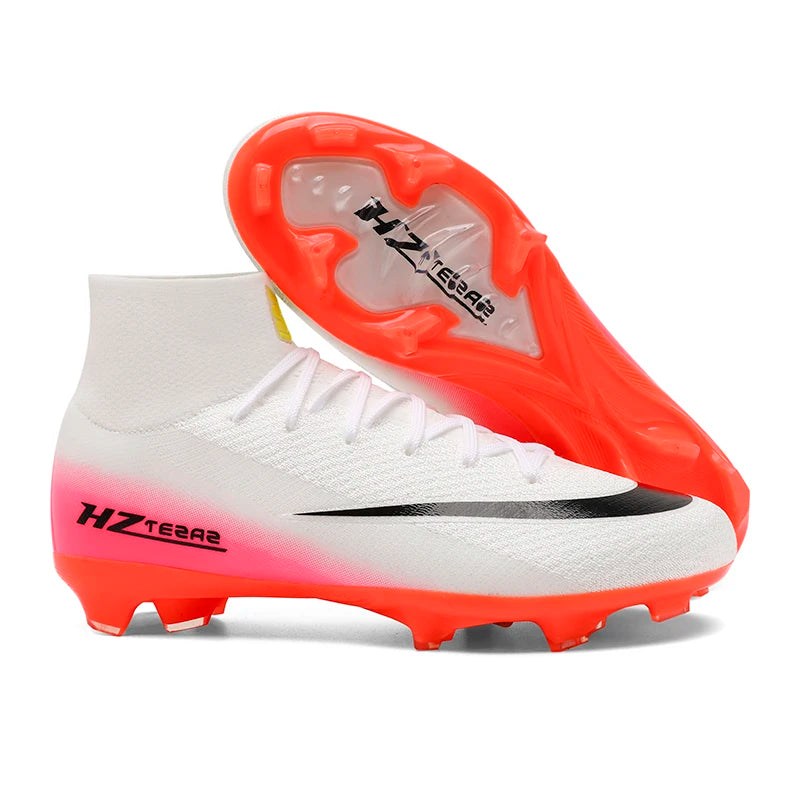 wrfskm Chaussures de Football FG Homme Cuir Verni Montantes Imperméables — Professionnel, Terrain Dur EU 31–48
