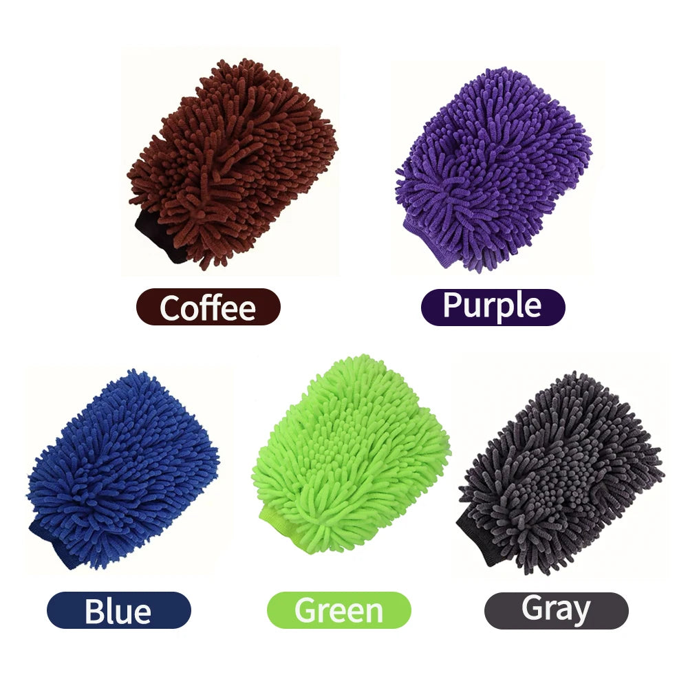 Gants de lavage de voiture, gant en Chenille, chiffons en peluche épais double face, fournitures de voiture, outils de nettoyage, accessoires automobiles, détails de voiture